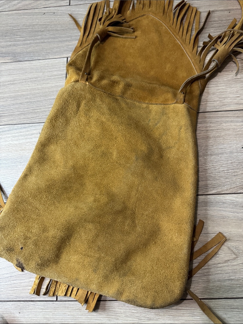 Hand Made Fringed Suede Crossbody Bag - Mustard - Picture 5 of 11
